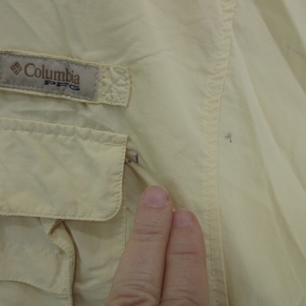 Columbia Men's Shirt XL PFG Fishing Short Sleeve Chest Pocket Yellow Omni-Shade - Picture 3 of 13